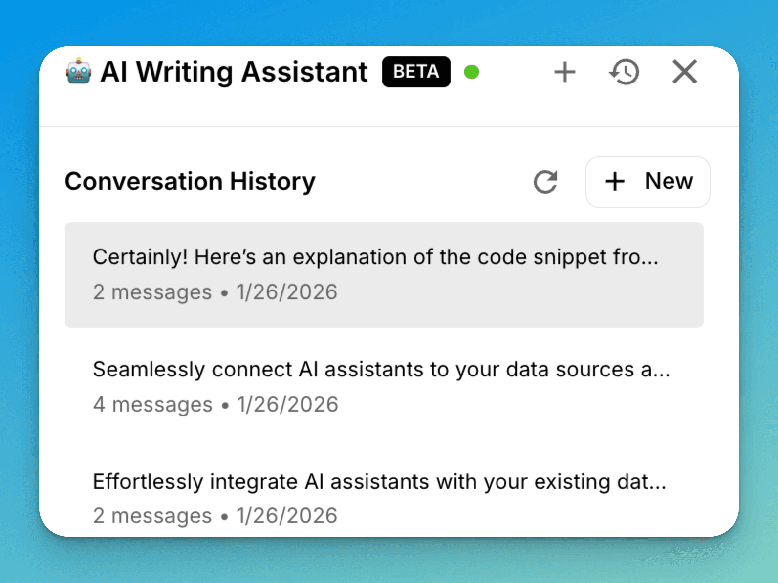 AI assistant with chat history