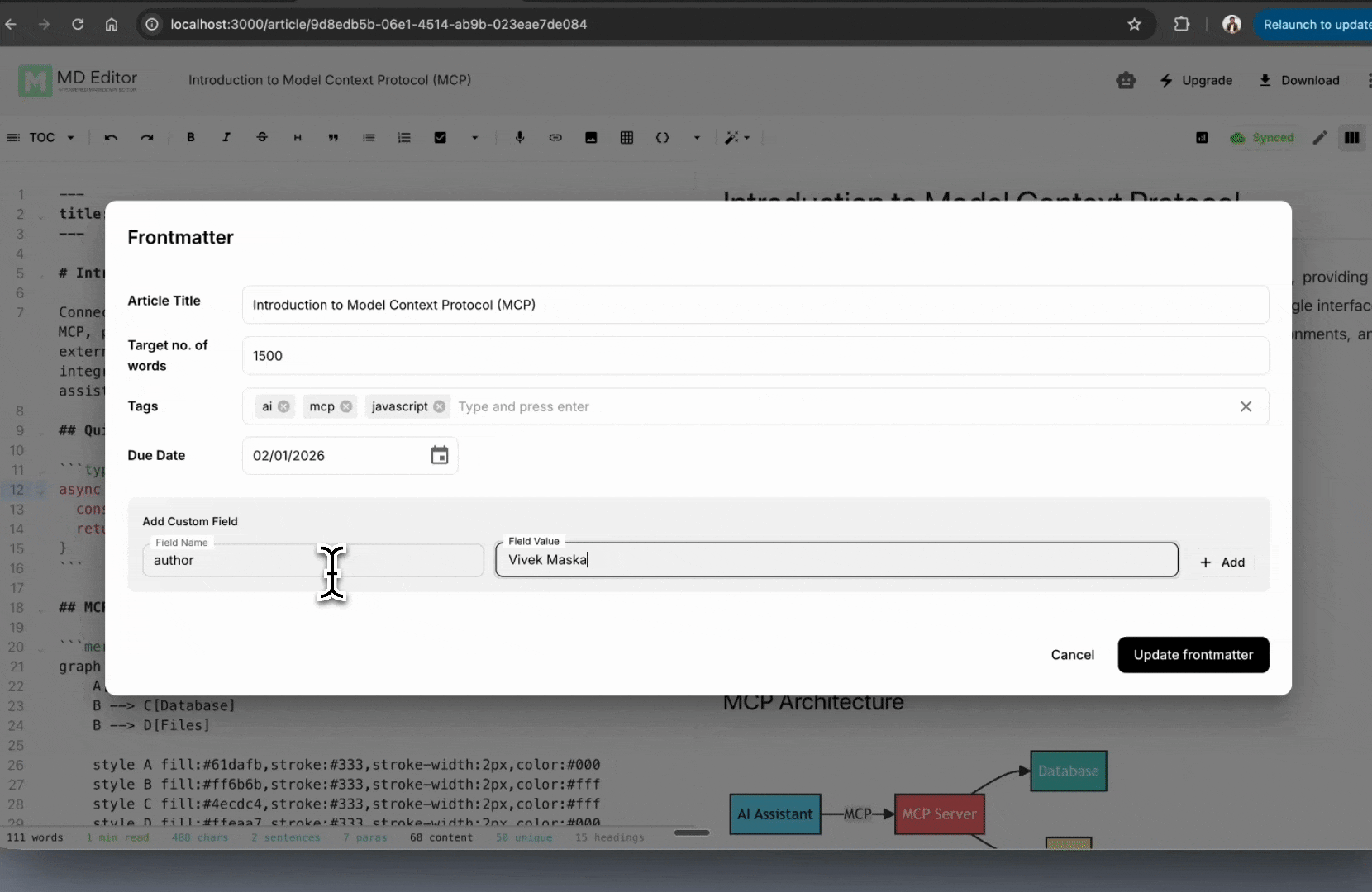 Visual Frontmatter Editor