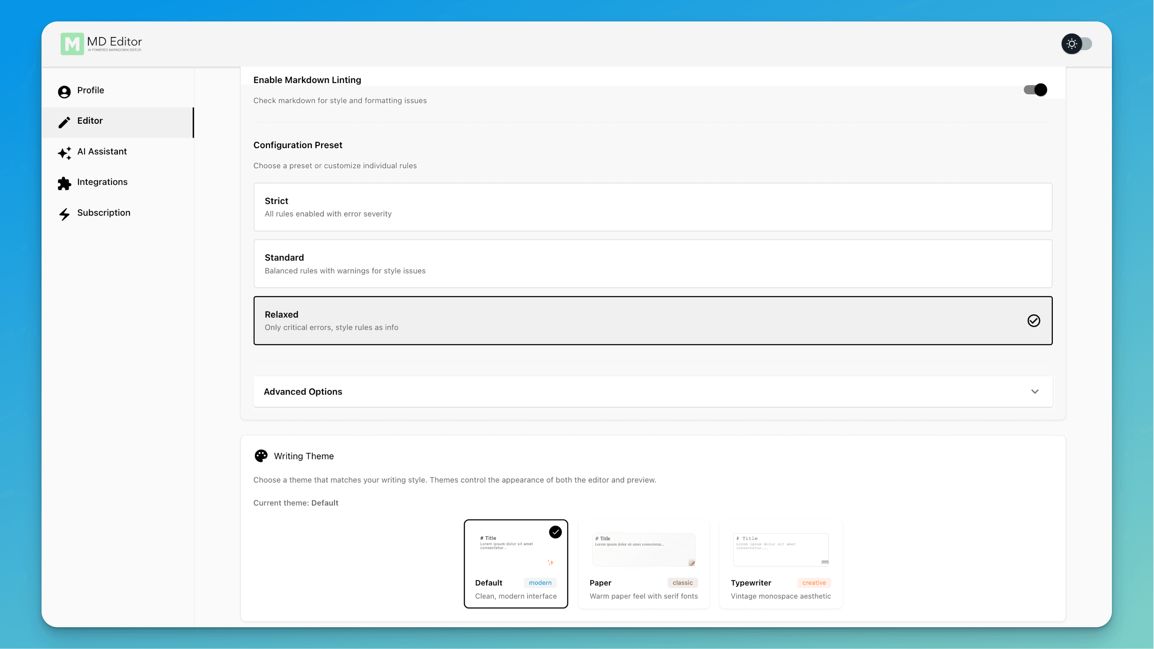 Customize editor settings