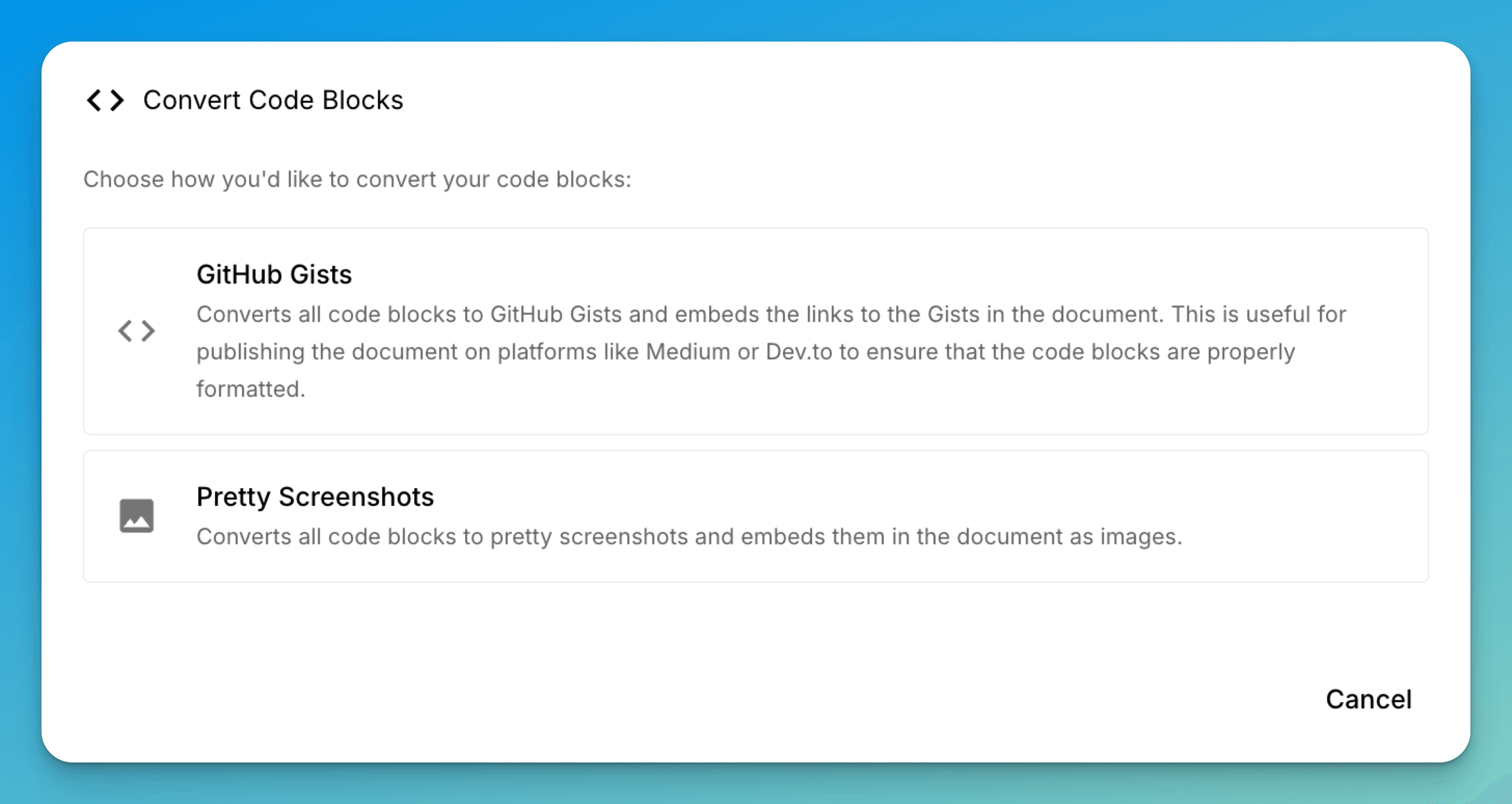 Code Block Features