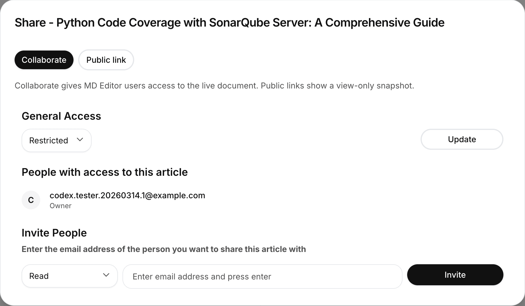Share dialog: collaborate